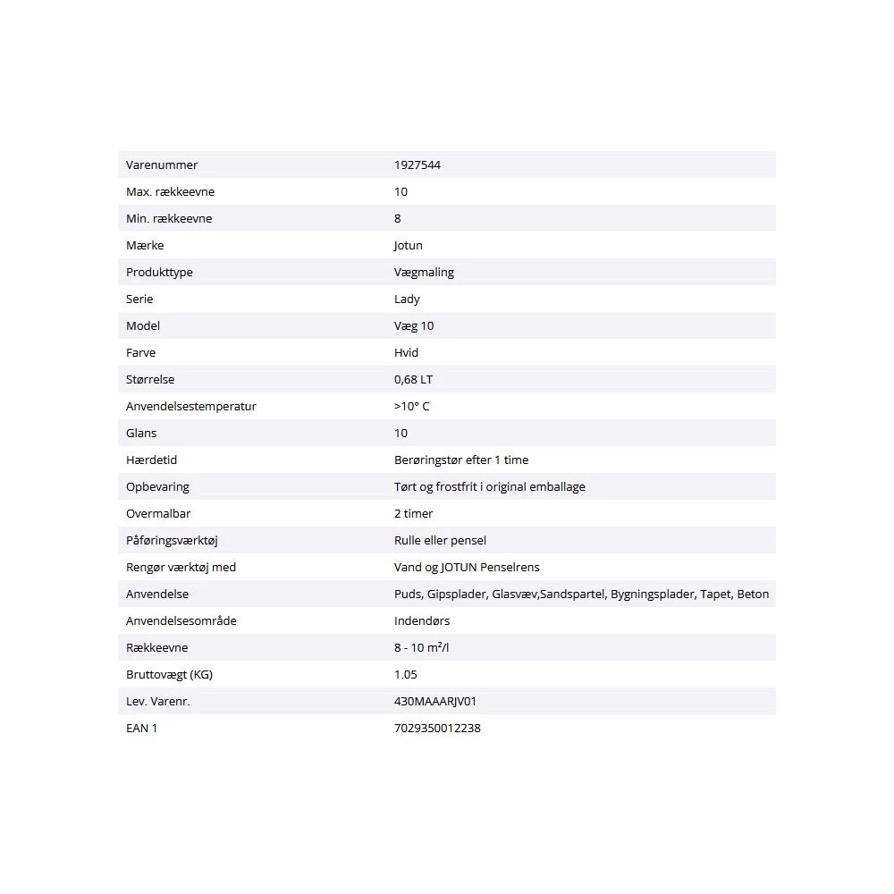 Lady Væg 10 Hvid-base Hvid 0,75lt - 430maaarjv01 4 Lady Væg 10 Hvid-base Hvid 0,75lt - 430maaarjv01 - Billede 2