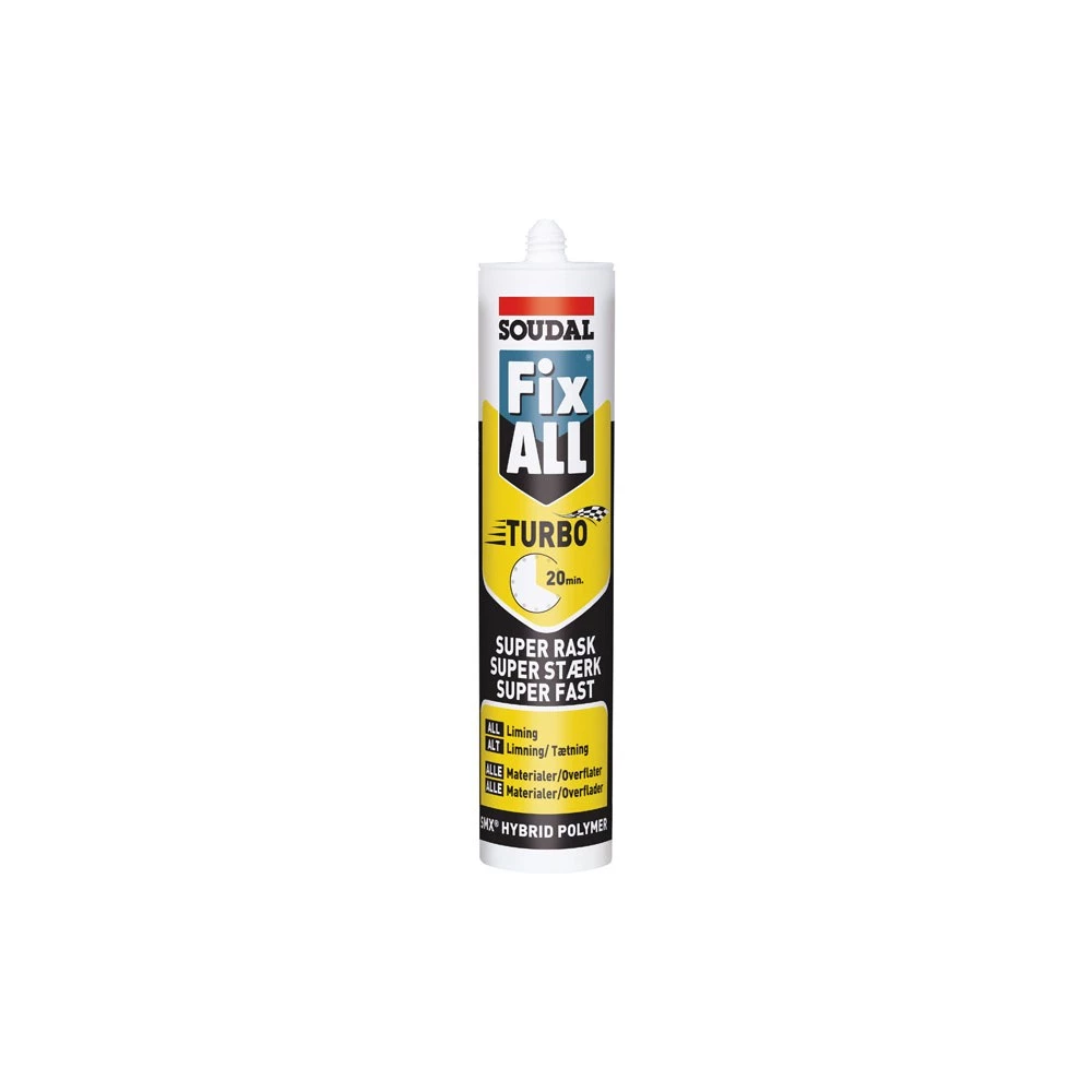 Fix All Turbo Montagelim 290ml Soudal Hvid 3 Fix All Turbo Montagelim 290ml Soudal Hvid