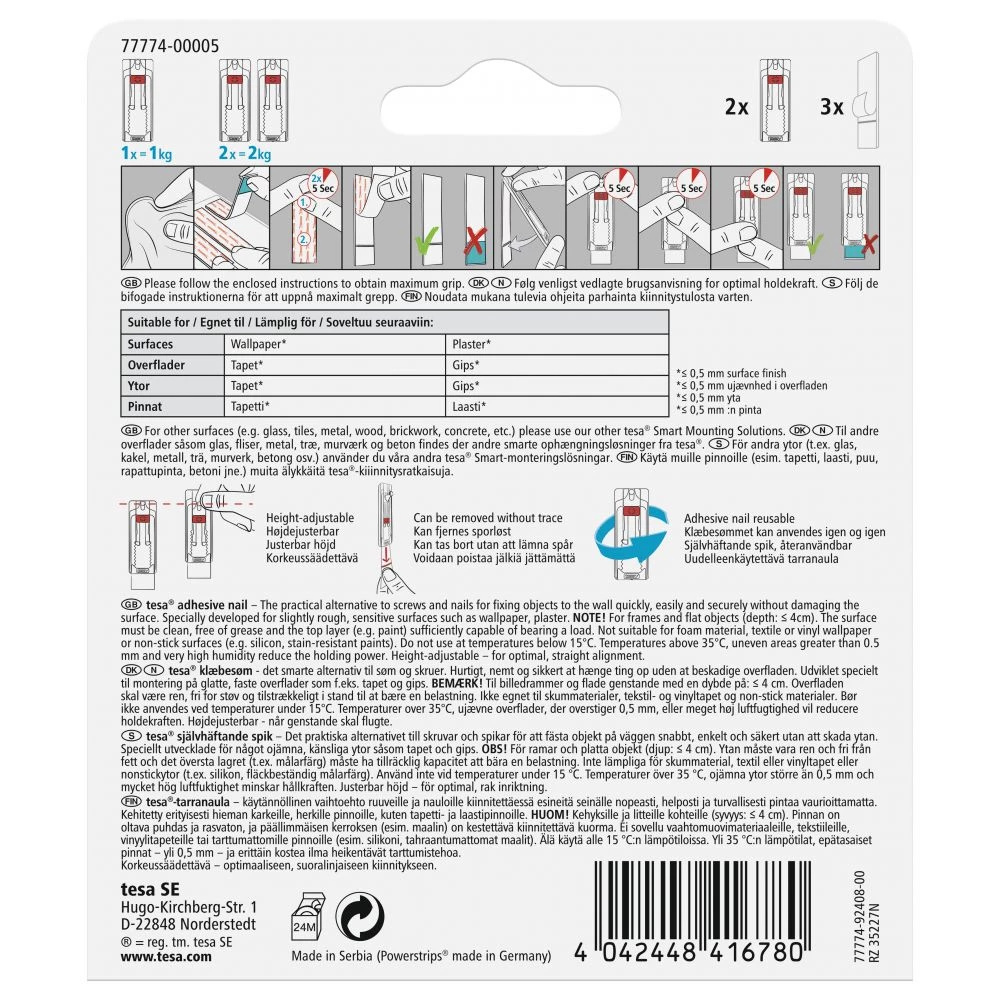 Tesa Justerbart Klæbesøm Til Tapet Og Gips (1 Kg), 2 Stk. 8 Tesa Justerbart Klæbesøm Til Tapet Og Gips (1 Kg), 2 Stk. - Billede 6