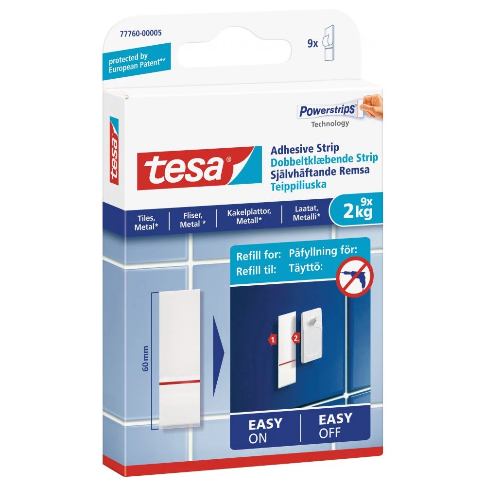 Tesa Dobbeltklæbende Strips Til Fliser Og Metal (2 Kg), 9 Stk. 8 Tesa Dobbeltklæbende Strips Til Fliser Og Metal (2 Kg), 9 Stk. - Billede 6