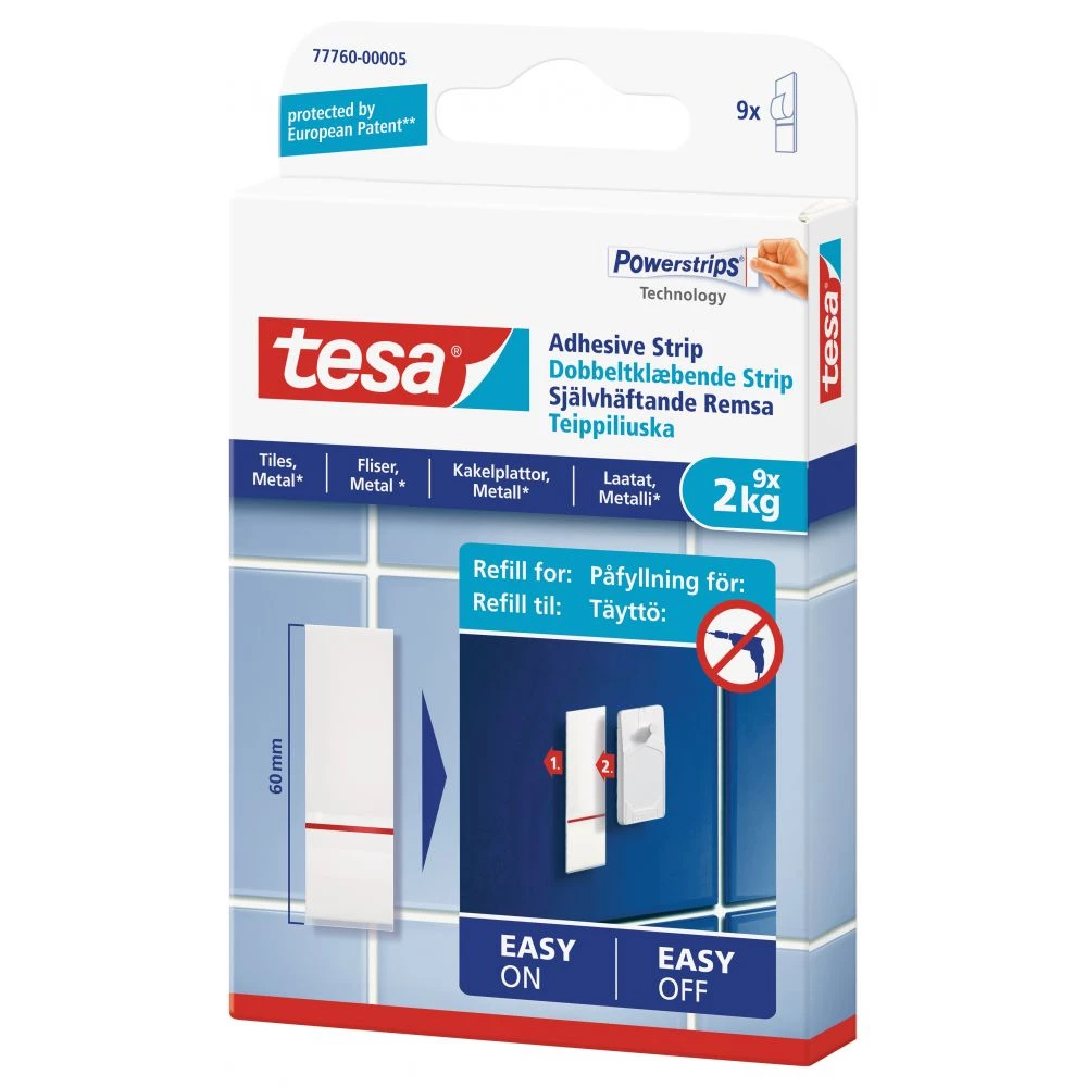 Tesa Dobbeltklæbende Strips Til Fliser Og Metal (2 Kg), 9 Stk. 9 Tesa Dobbeltklæbende Strips Til Fliser Og Metal (2 Kg), 9 Stk. - Billede 7