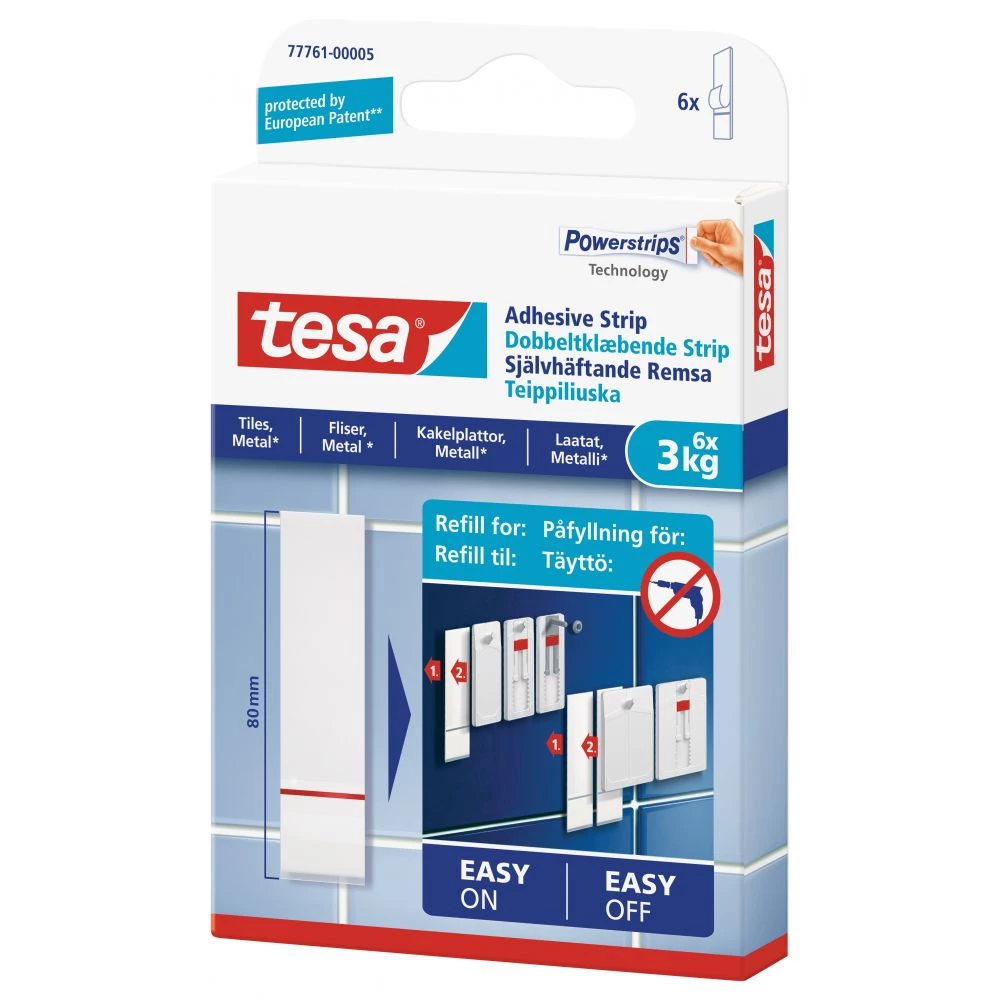 Tesa Dobbeltklæbende Strips Til Fliser Og Metal (3 Kg), 6 Stk. 9 Tesa Dobbeltklæbende Strips Til Fliser Og Metal (3 Kg), 6 Stk. - Billede 7
