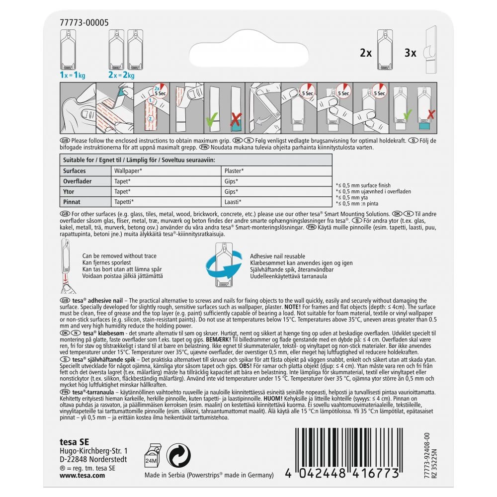 Tesa Klæbesøm Til Tapet Og Gips (1 Kg), 2 Stk. 8 Tesa Klæbesøm Til Tapet Og Gips (1 Kg), 2 Stk. - Billede 6